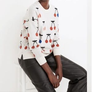 Madewell Cherry Jacquard Pullover Sweater viscose/polyamide/wool/alpaca blend M
